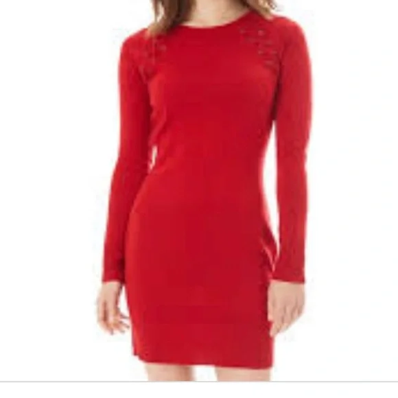 macys bodycon dresses Off Shoulder Bodycon Sweater Dress S / Red